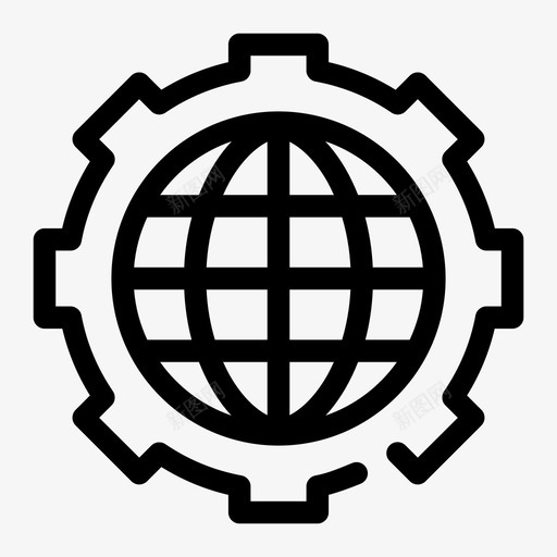 互联网连接齿轮图标svg_新图网 https://ixintu.com 互联网 企业媒体差距 全球 在线 连接 齿轮