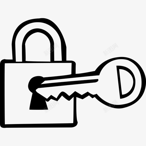 手绘锁和钥匙锁和钥匙打开图标svg_新图网 https://ixintu.com 手绘锁和钥匙 打开 挂锁 锁和钥匙