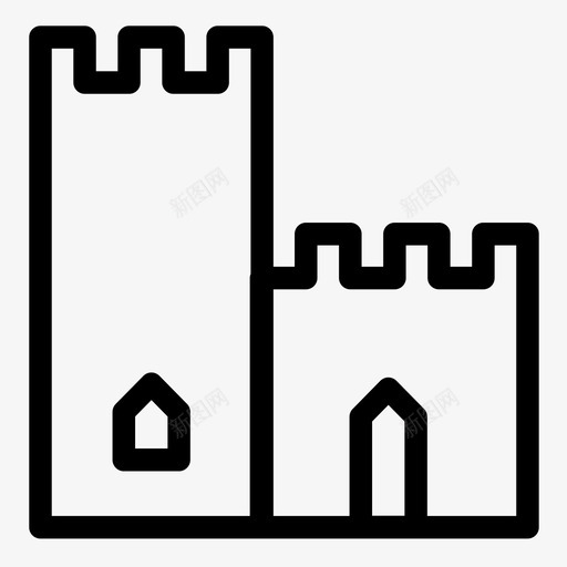 城堡古代历史图标svg_新图网 https://ixintu.com 中世纪 军事 历史 古代 城堡 纪念碑