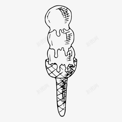 冰淇淋筒甜点食物图标svg_新图网 https://ixintu.com 冰淇淋 冰淇淋筒 夏天 甜点 素描 食物