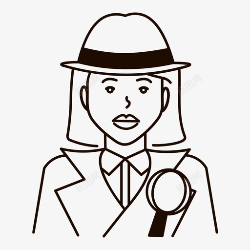 侦探探员角色图标svg_新图网 https://ixintu.com 侦探 女人 探员 角色