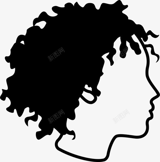 非洲式卷曲的头发图标svg_新图网 https://ixintu.com 卷曲的 头发 女士 女性发型 非洲式 风格