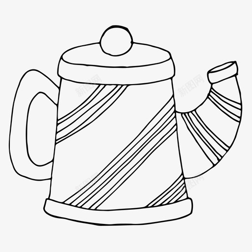 水壶手绘餐具图标svg_新图网 https://ixintu.com 手绘 水壶 盘子 茶 茶会 茶壶 餐具