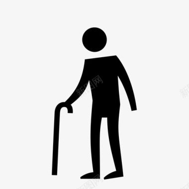 老人手杖行人流动图标图标
