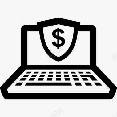 安全美元笔记本电脑在线图标图标