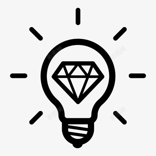 卓越的创意商业钻石图标svg_新图网 https://ixintu.com 创新 卓越的创意 商业 商业团队 灯泡 钻石