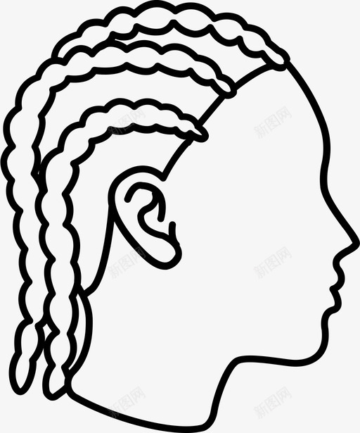鸡眼辫子发型图标svg_新图网 https://ixintu.com 发型 女性发型轮廓 辫子 鸡眼