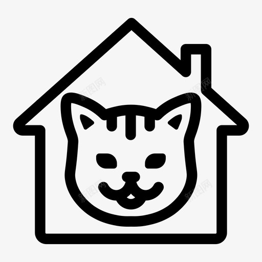 动物收容所猫家图标svg_新图网 https://ixintu.com 动物收容所 宠物 家 拉卡猫 猫