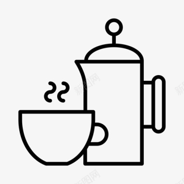 咖啡柱塞咖啡师咖啡馆图标图标