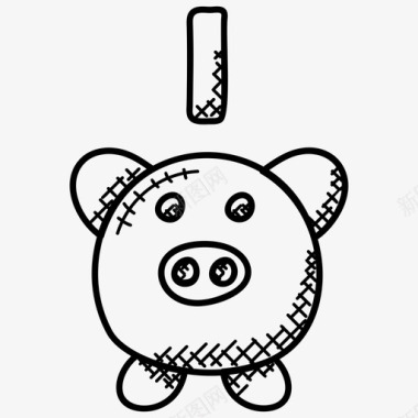 小猪银行硬币容器收集钱图标图标