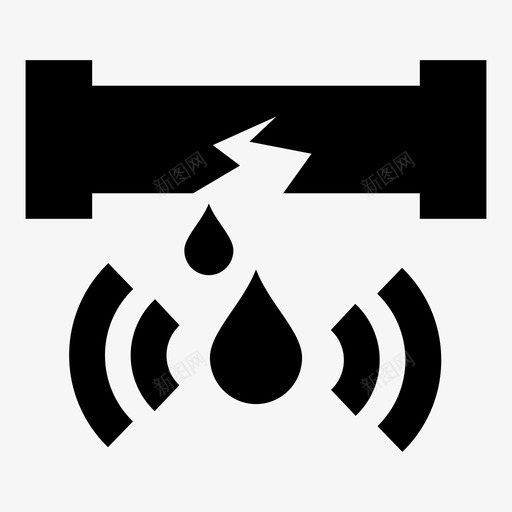 漏水传感器滴水水管图标svg_新图网 https://ixintu.com 智能家居固体 水管 滴水 漏水传感器