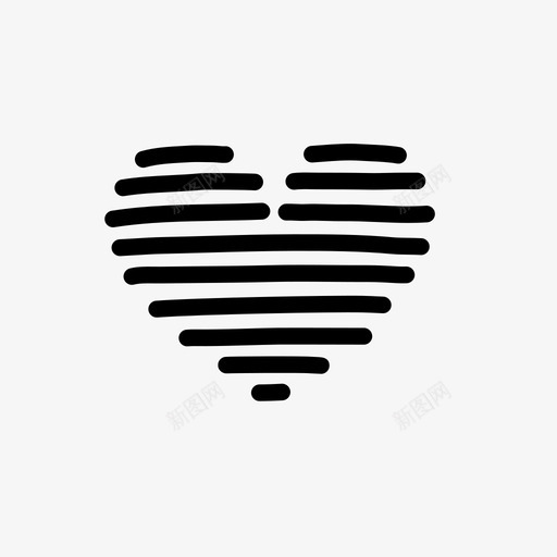 条纹心手绘心形图标svg_新图网 https://ixintu.com 手绘心形 条纹心