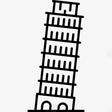 比萨斜塔纪念碑旅游图标图标