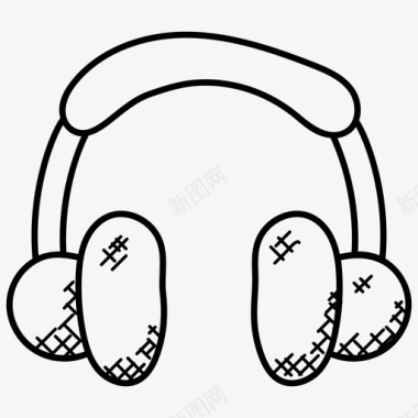 耳机听音乐教育涂鸦图标图标