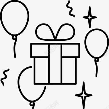 礼品盒气球生日图标图标