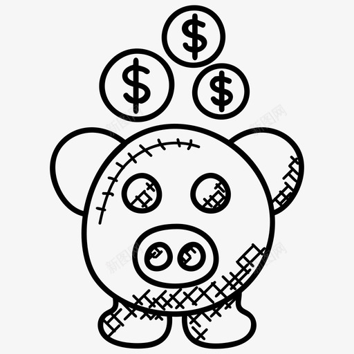 小猪银行硬币容器收集钱图标svg_新图网 https://ixintu.com 存钱 小猪银行 收集钱 硬币容器 钱箱 银行和金融涂鸦图标