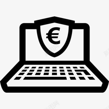 安全欧元笔记本电脑在线图标图标