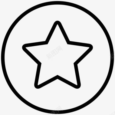 星星最爱圆形图标线图标
