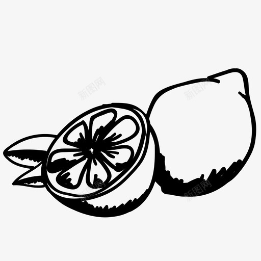 柠檬柑橘水果图标svg_新图网 https://ixintu.com 手绘 柑橘 柠檬 水果 青柠