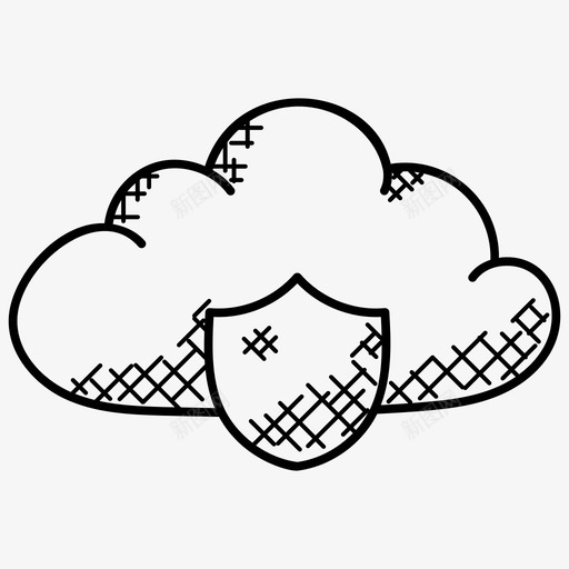云计算安全云信息安全云网络安全图标svg_新图网 https://ixintu.com 云信息安全 云网络安全 云计算安全 数据库和存储涂鸦图标