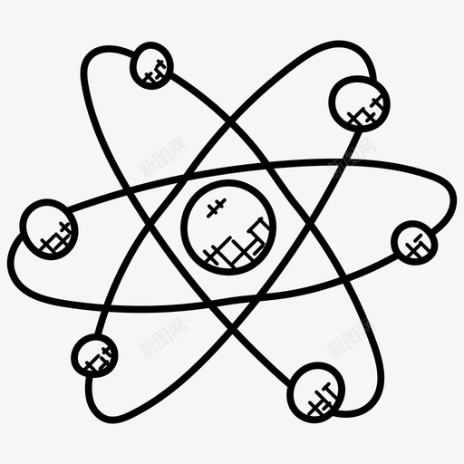 原子化学科学科幻涂鸦图标svg_新图网 https://ixintu.com 化学科学 原子 科幻涂鸦图标