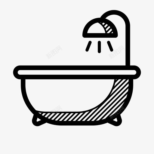 浴缸清洁淋浴图标svg_新图网 https://ixintu.com 日常用品 洗涤 浴缸 淋浴 清洁