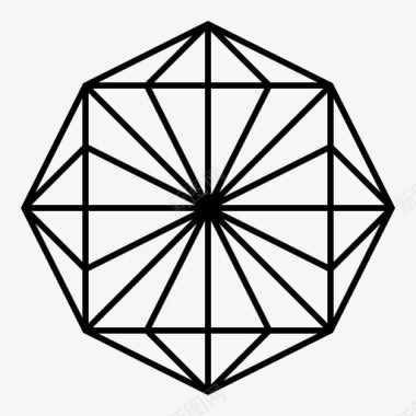 八角形中心钻石图标图标