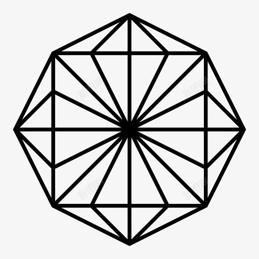 八角形中心钻石图标svg_新图网 https://ixintu.com 中心 八角形 几何形状 宝石 星星 钻石