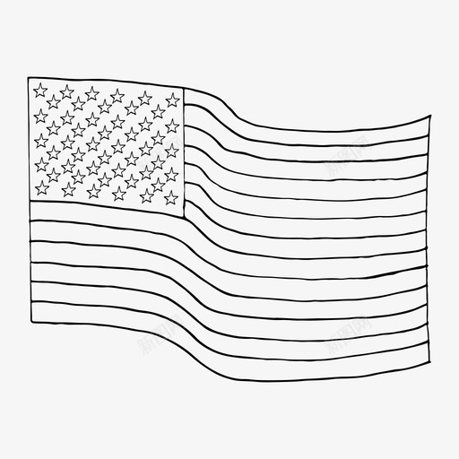 美国国旗美国手绘图标svg_新图网 https://ixintu.com 手绘 美国 美国国旗