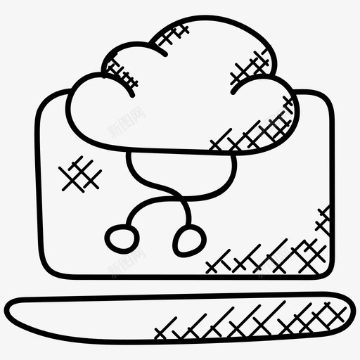 云连接云计算云驱动图标svg_新图网 https://ixintu.com 云网络 云计算 云连接 云驱动 数据中心 网络托管涂鸦图标