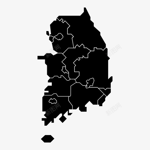 韩国地区地图图标svg_新图网 https://ixintu.com 地区 地图 省 简单 韩国