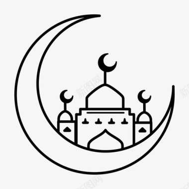 伊斯兰教清真寺宗教和信仰图标图标