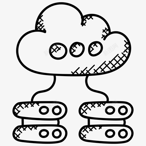 云数据库云计算数据中心图标svg_新图网 https://ixintu.com 云数据库 云计算 分布式云 分散云 数据中心 网络托管涂鸦图标