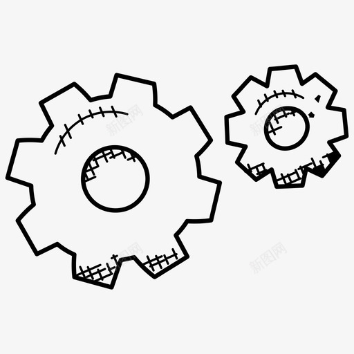 齿轮机械设置图标svg_新图网 https://ixintu.com 工业涂鸦图标 机械 设置 齿轮