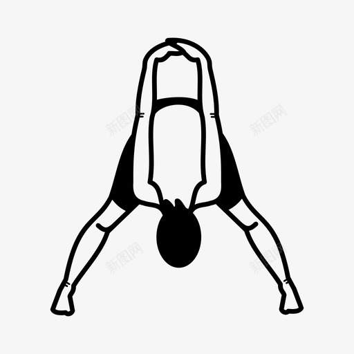 阔腿前屈锻炼健身图标svg_新图网 https://ixintu.com 体操 健身 瑜伽 瑜伽姿势 锻炼 阔腿前屈