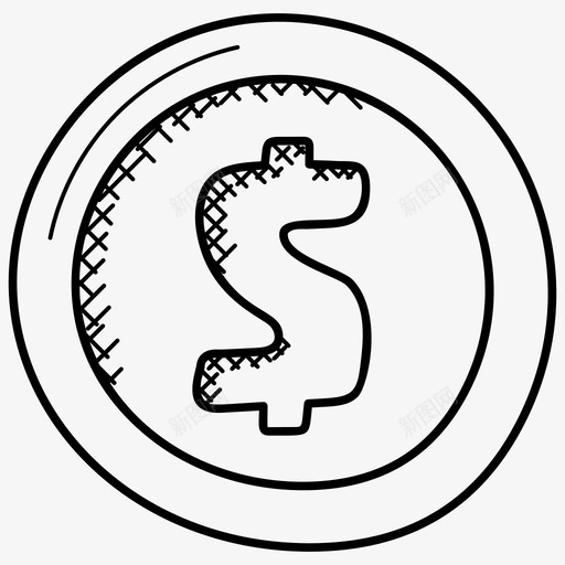 硬币美元收入图标svg_新图网 https://ixintu.com 付款 收入 硬币 美元 购物涂鸦图标
