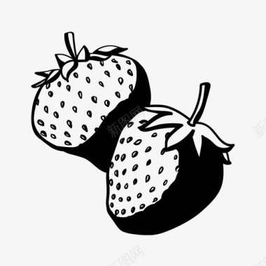 草莓水果手绘图标图标