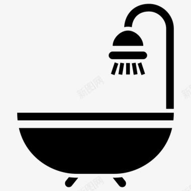 淋浴洗澡浴缸图标图标