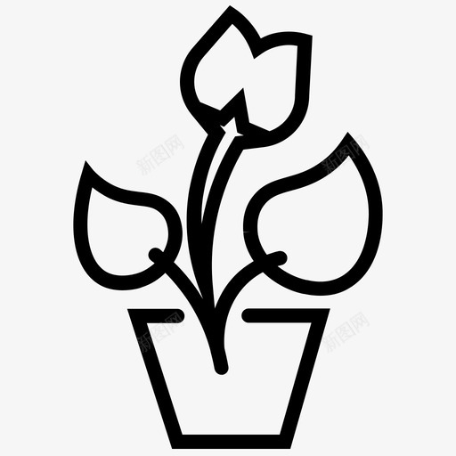 盆栽装饰植物花瓶图标svg_新图网 https://ixintu.com 春天 盆栽 花卉 花园 花瓶 装饰植物