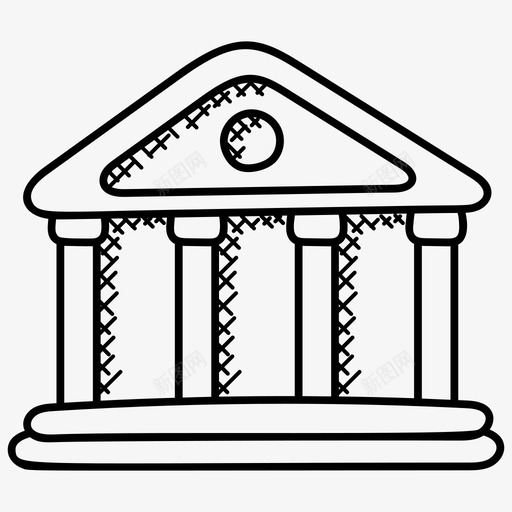 银行建筑建筑外部图标svg_新图网 https://ixintu.com 建筑 建筑外部 柱子建筑 法院 银行 项目管理涂鸦图标
