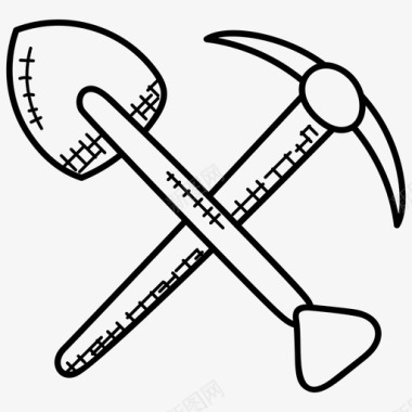 锤子和铲子建筑设备园艺工具图标图标