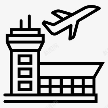 机场大楼机场控制塔航班图标图标