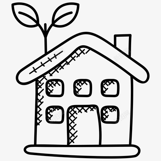 温室生态花园房子图标svg_新图网 https://ixintu.com 工业涂鸦图标 植物苗圃 温室 生态 花园房子