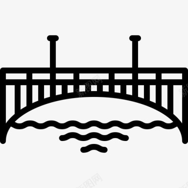 河上的桥城市的地方直线的图标图标