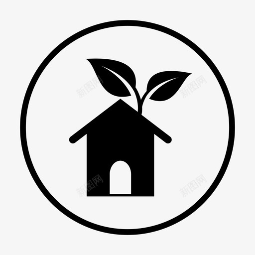 生态建筑能源图标svg_新图网 https://ixintu.com 住宅 建筑 生态 能源 自然