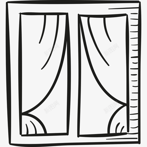 有窗帘的窗户建筑物家居用品图标svg_新图网 https://ixintu.com 家居用品 建筑物 有窗帘的窗户