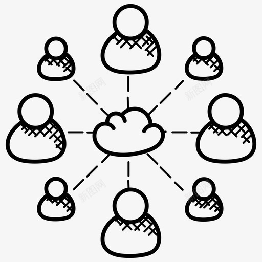 商业社区云云用户远程工作者图标svg_新图网 https://ixintu.com 云用户 商业社区云 网络涂鸦图标 远程工作者