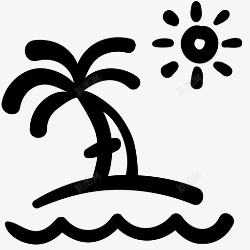 海滩吊床床岛图标svg_新图网 https://ixintu.com 岛 床 旅游 旅游涂鸦轮廓 海滩吊床