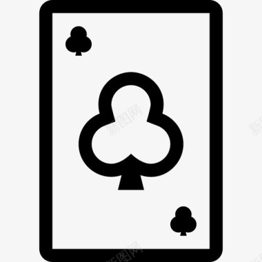 球杆的王牌扑克牌简单的线图标图标