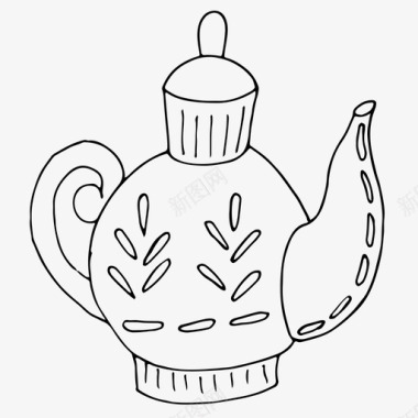 水壶手绘餐具图标图标